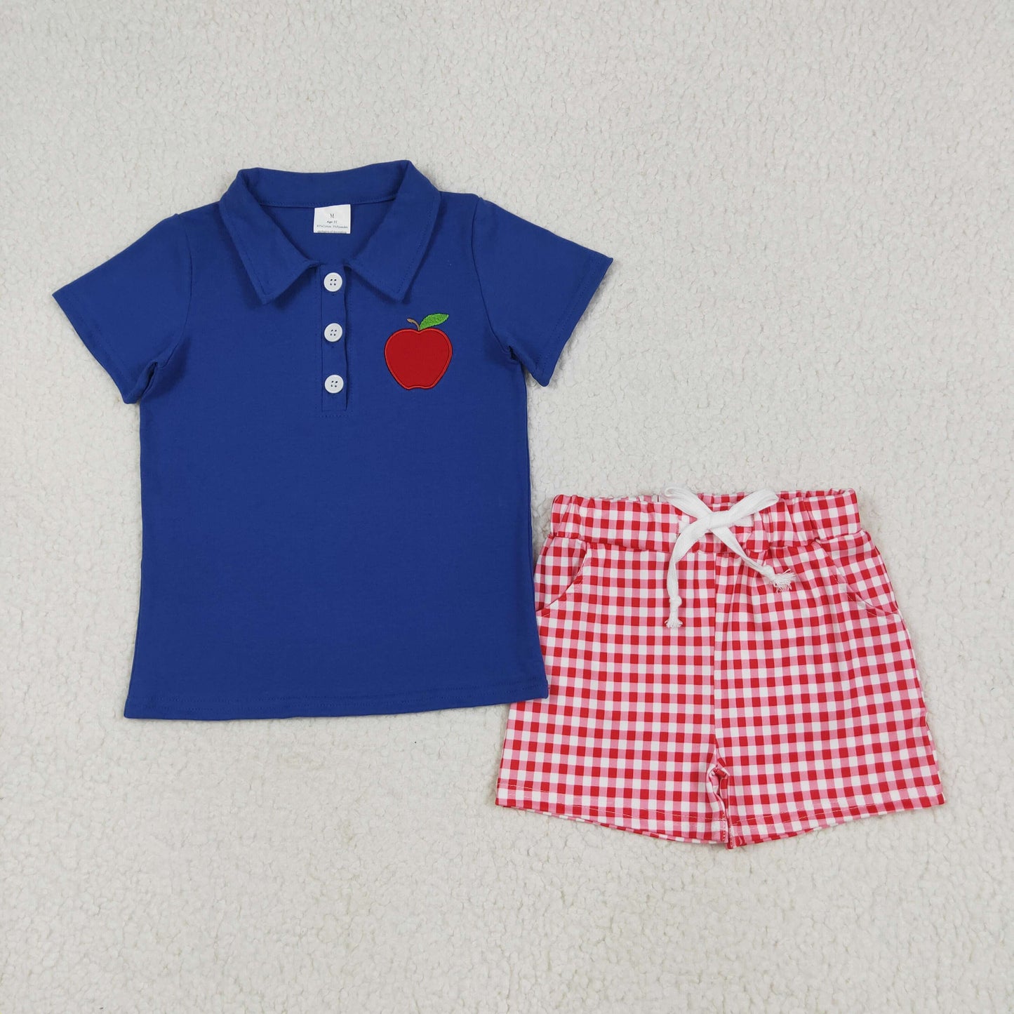 Back To School apple embroidery Summer SetBSSO1397