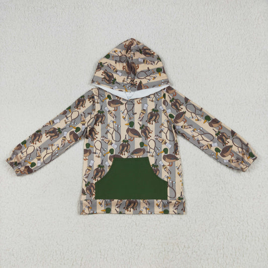 Green duck print hoodies BT1267