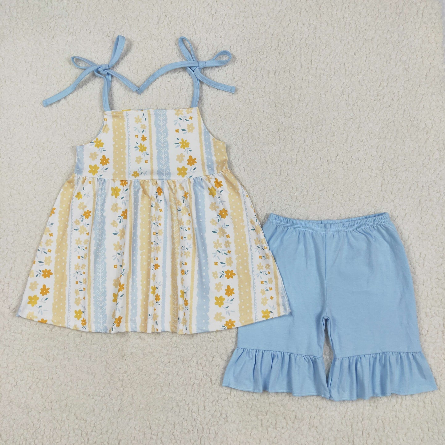 Blue flowers print girl Set