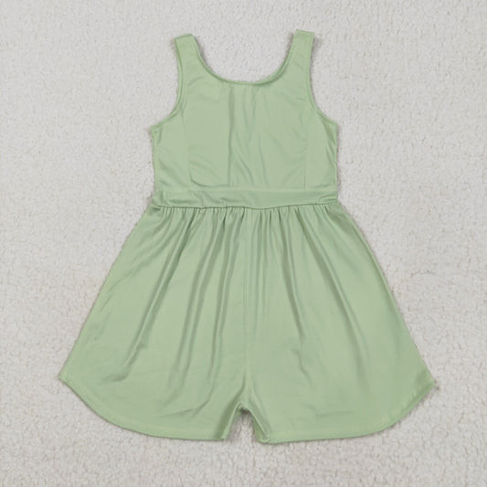 Light green solid Girls JumpsuitSR3021