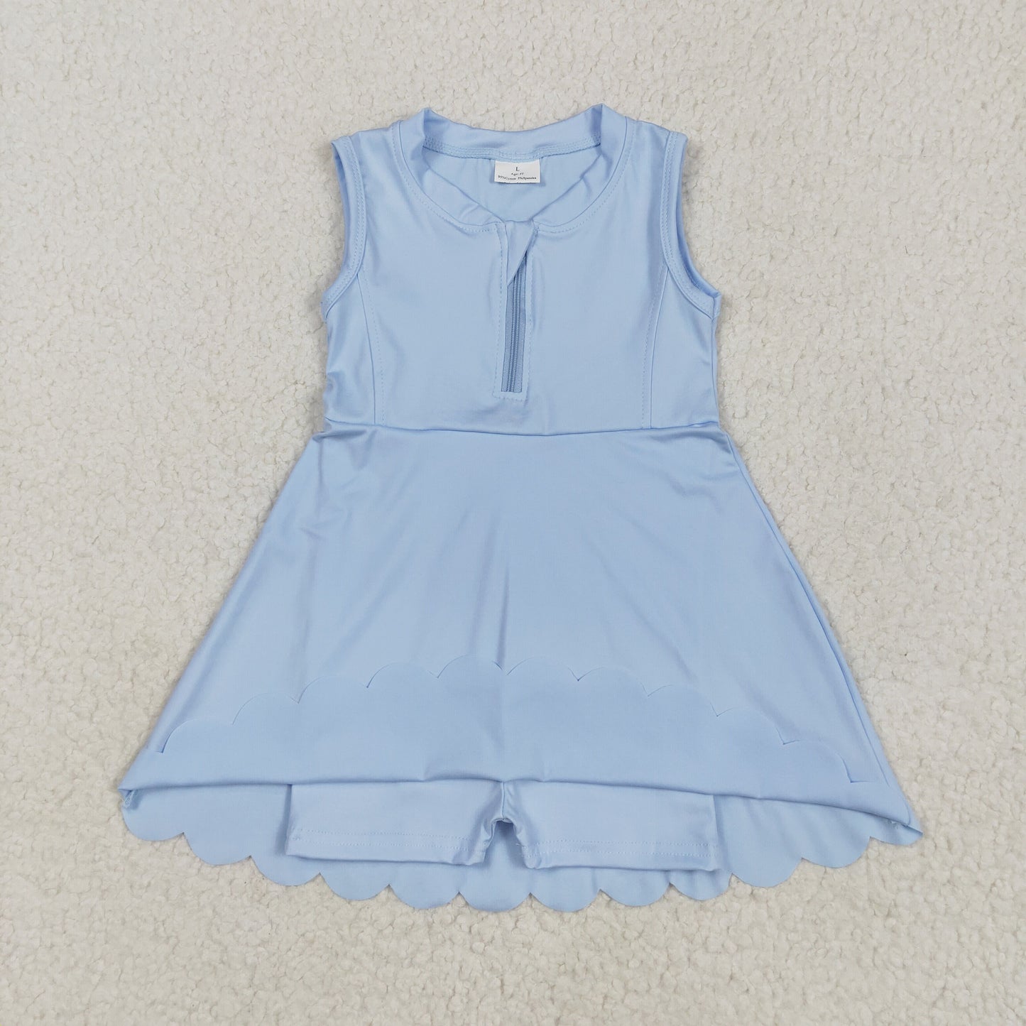 Blue ZIP-up sleeveless girl yoga set