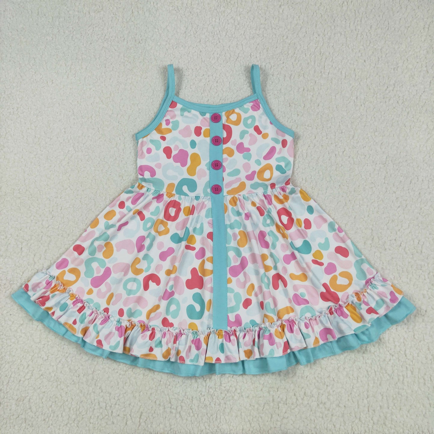 colorful leopard print Short Girls Dress GSD2452