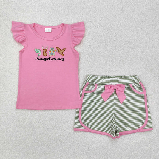 pink god's country embroidery Suit Summer Set