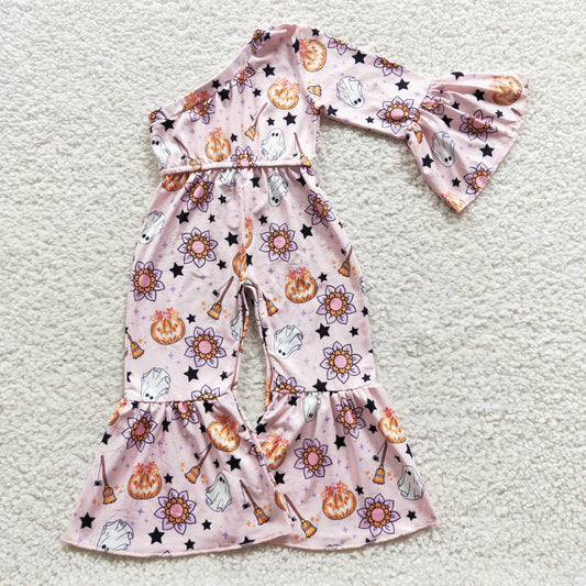 Halloween Pink Pumpkin Girls Jumpsuit