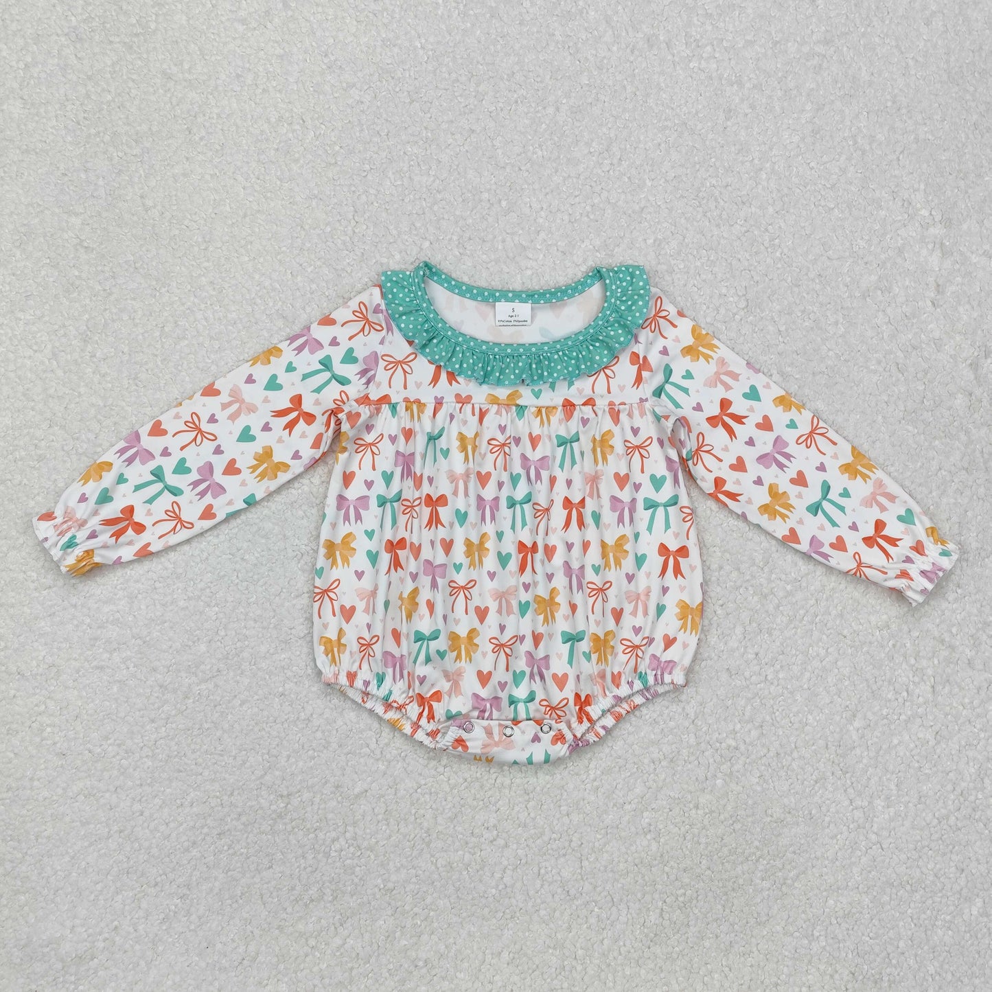 pink heart bow Print Baby Romper
