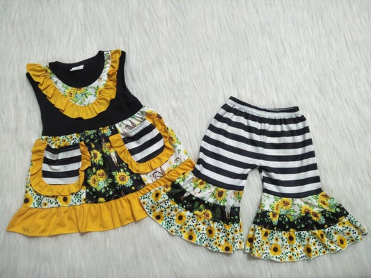 sunflowers ruffle short summer set