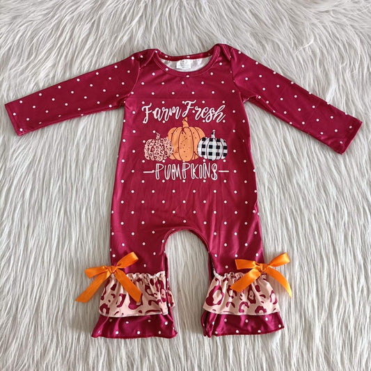 Boutique Halloween pumpkin girls romper