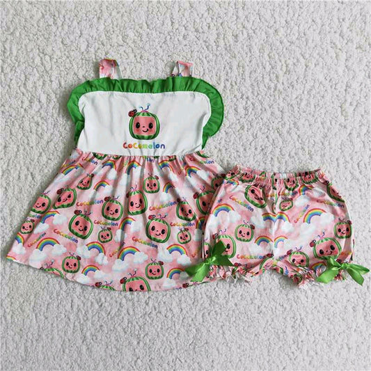 cute watermelon cartoon summer girl set