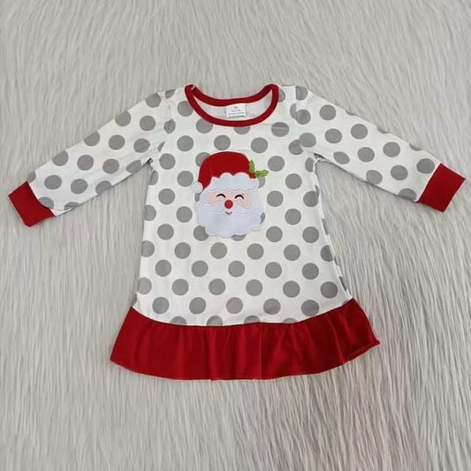 embroidery Santa Claus dress girls boutique pajamas