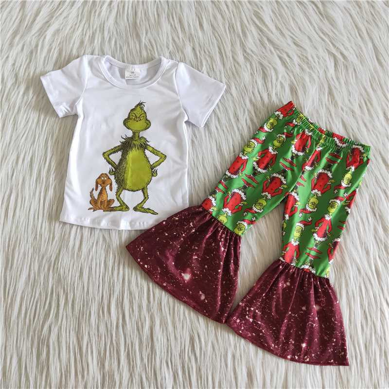 Christmas cartoon Sequins bell girl outfits