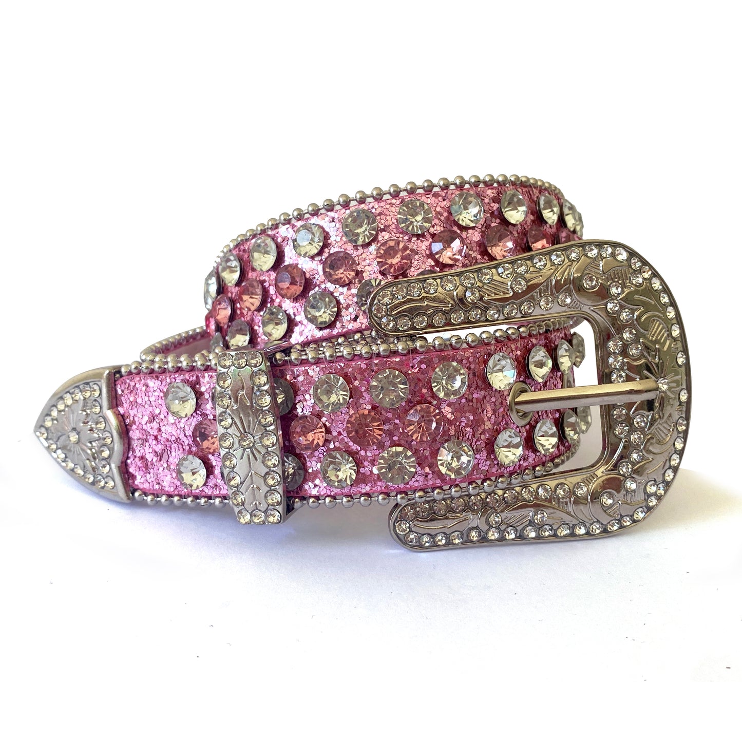 Pink Rhinestone Studded Kids Belt