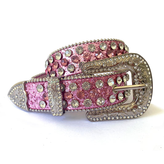 Pink Rhinestone Studded Kids Belt