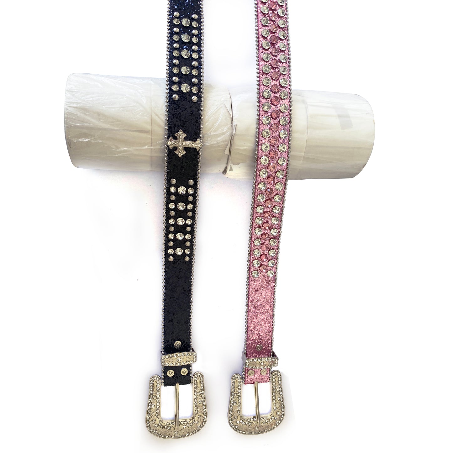 Black Rhinestone Studded Kids Belt