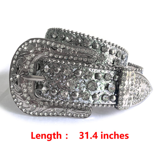 Silver Rhinestone Studded Kids Belt