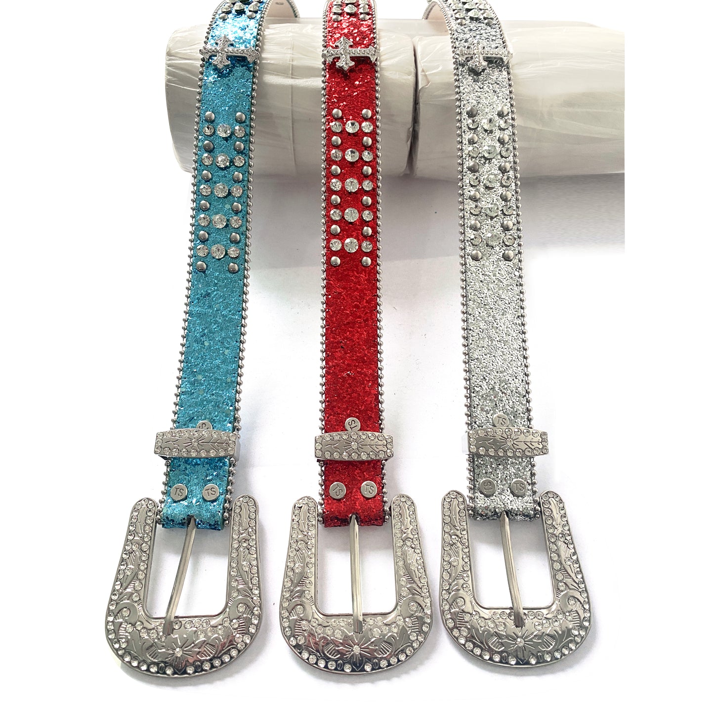 Silver Rhinestone Studded Kids Belt