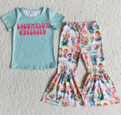Blue Cartoon Rainbow Girl Outfits