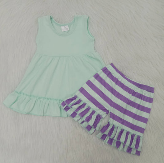 green top cotton short summer set