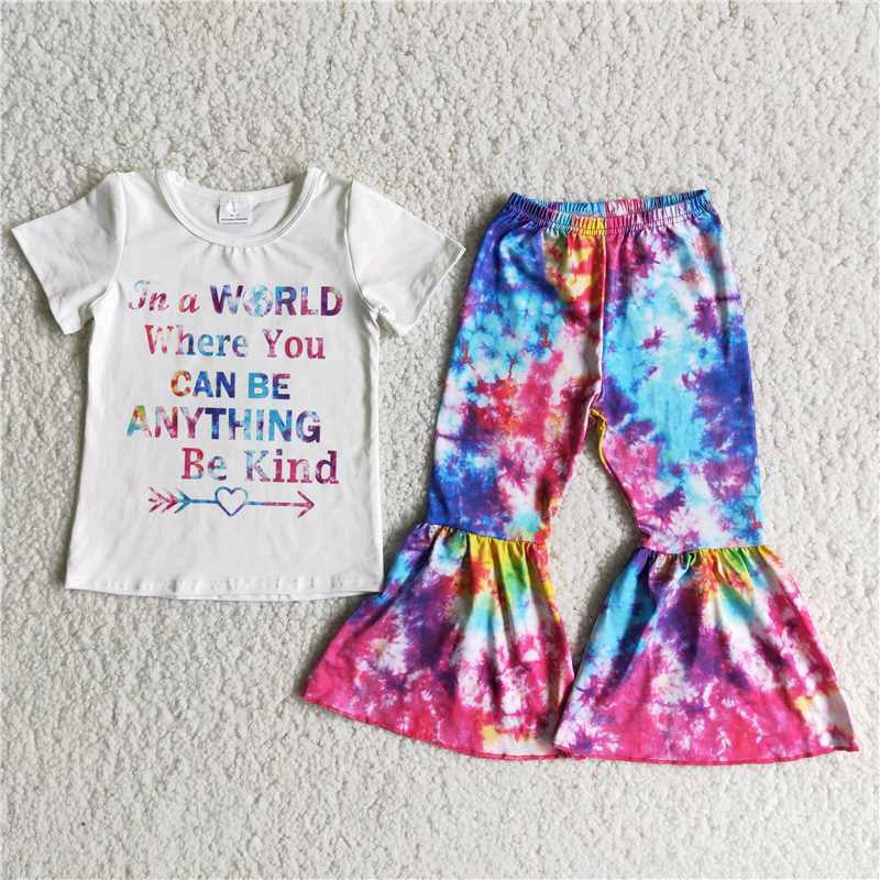 Tie Dye bell pants girl outfits
