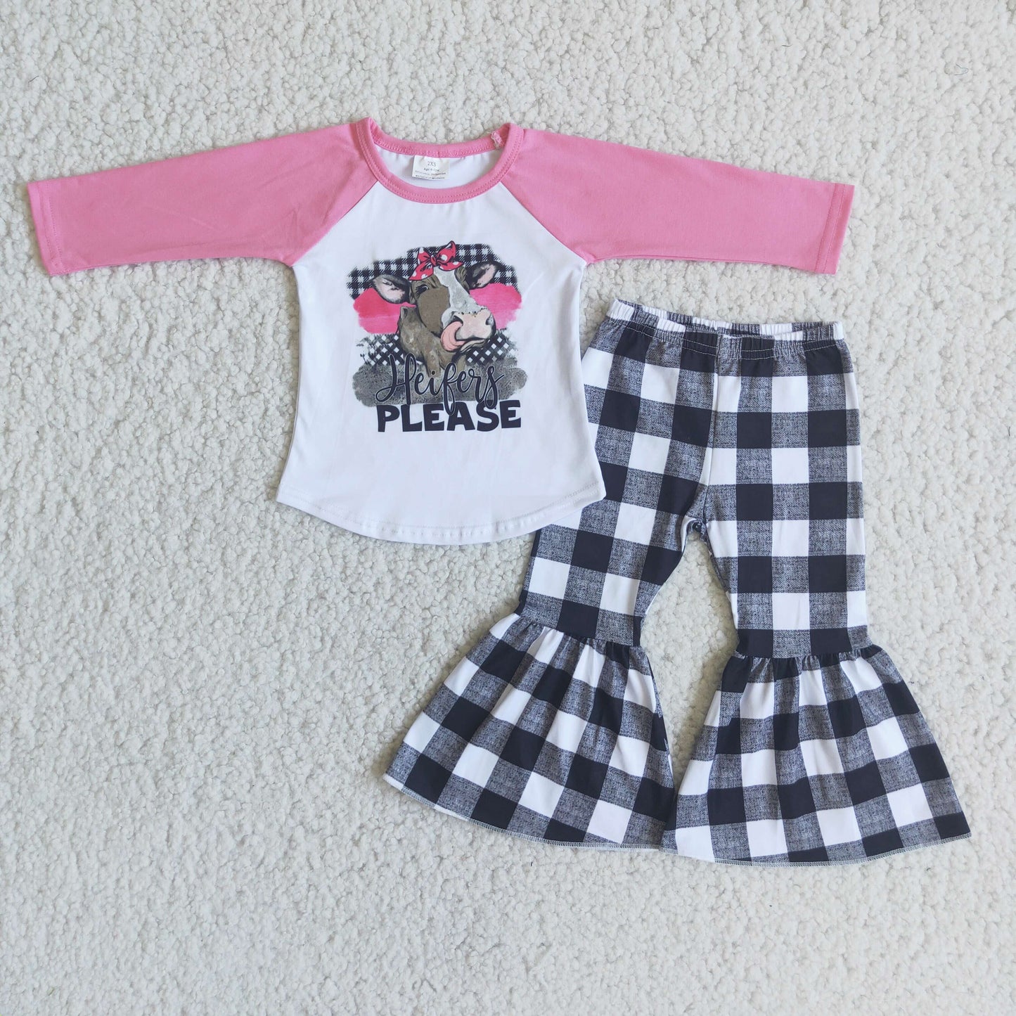 Boutique Black and white grid girls set