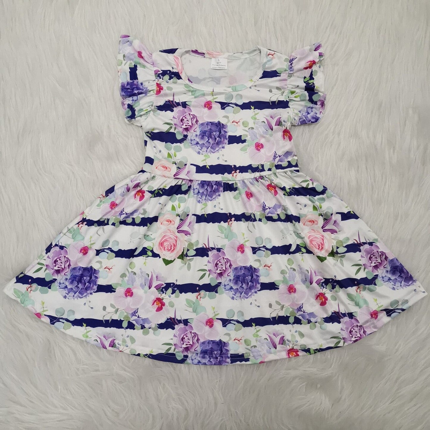 New design purple flower big skirt Boutique girls dress