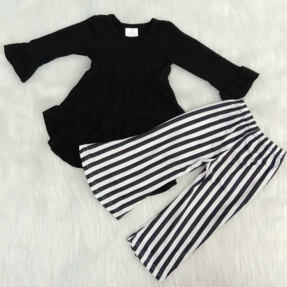 fall outfits black strips pnats boutique girl suit