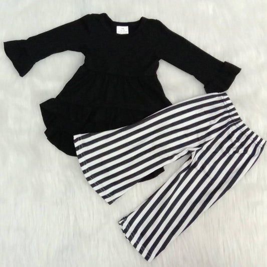 fall outfits black strips pnats boutique girl suit
