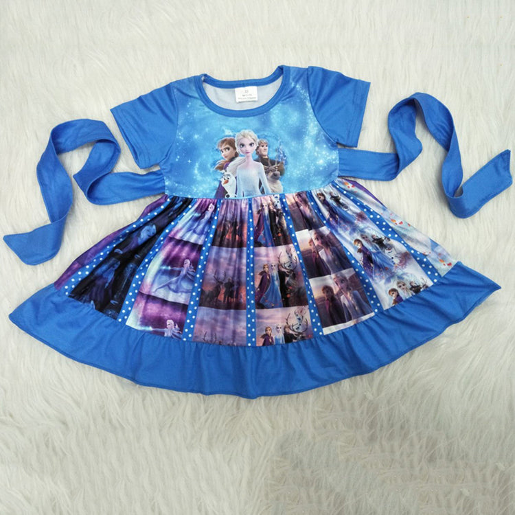 Blue Frozen big skirt Boutique girls