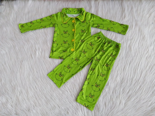 boy Christmas green Boutique Pajamas