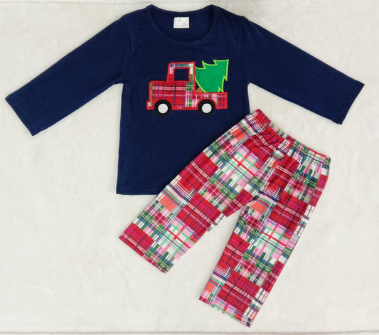 Christmas boy embroidery Outfit