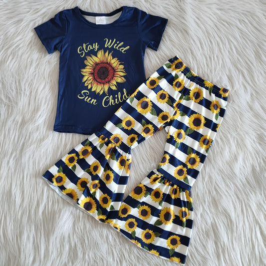 Blue sunflower Boutique girls outfits