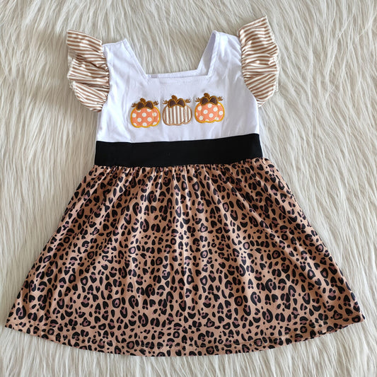 Halloween Embroidery pumpkin big skirt Boutique girls dress