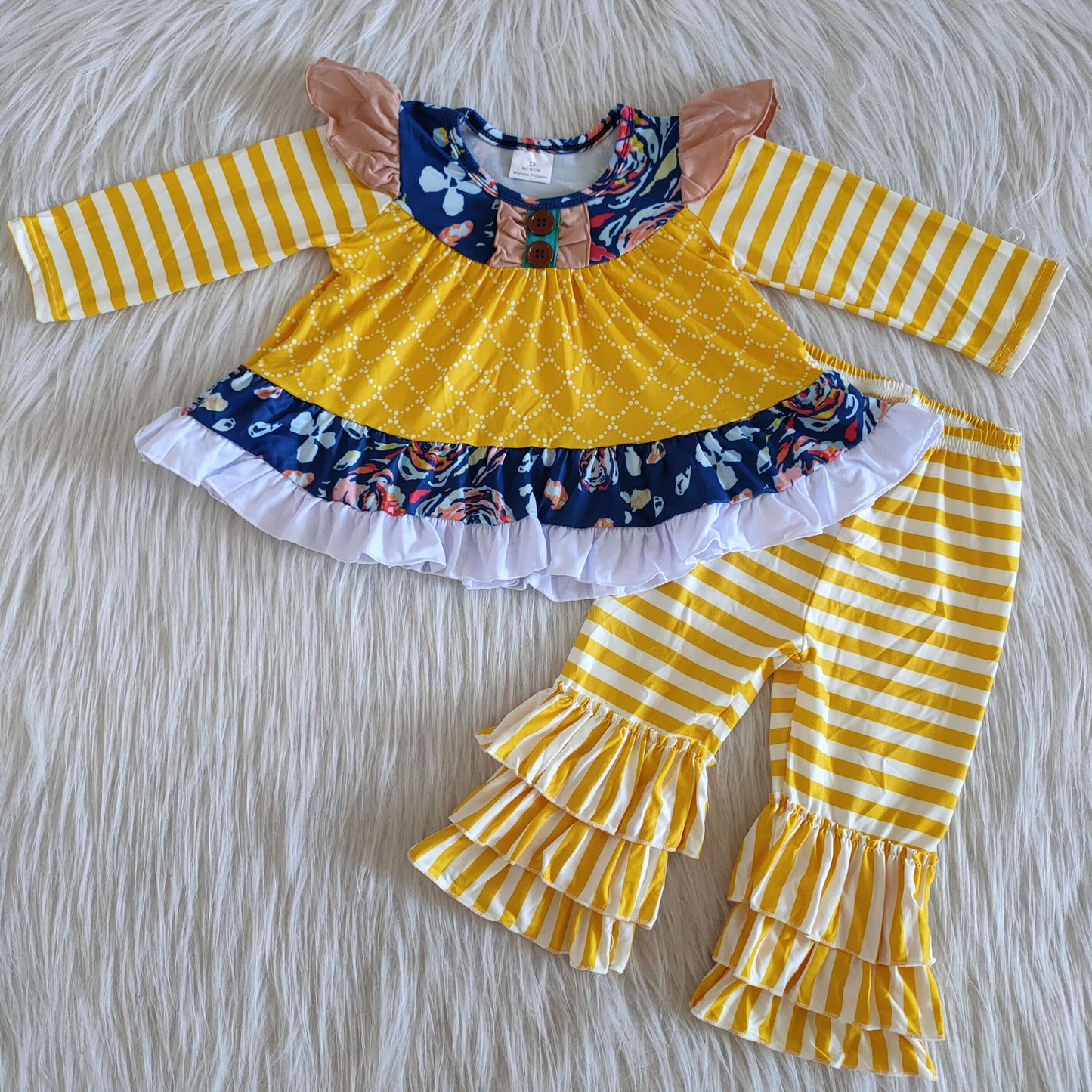 fall outfits yellow flowers boutique girl suit