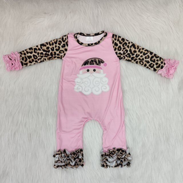 Boutique Pink santa girls romper