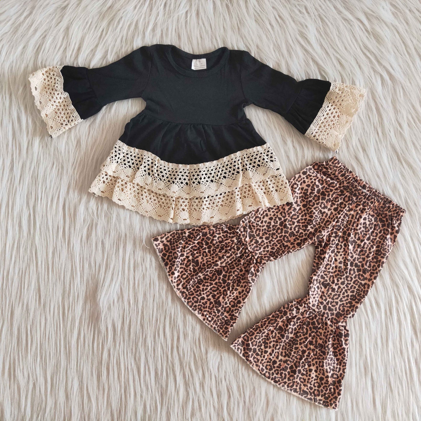 fall outfits Black lace leopard print boutique girl suit