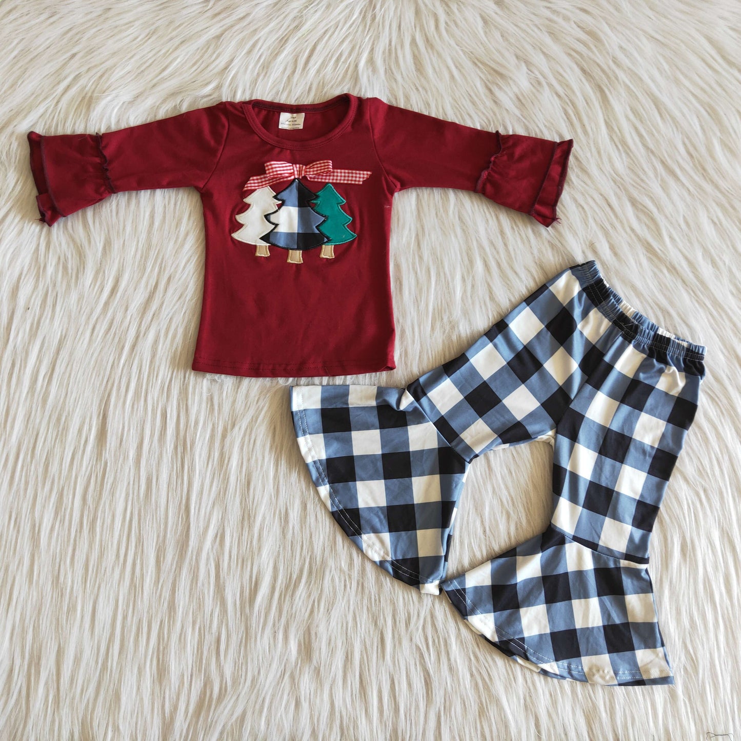 Embroidered Christmas Tree christmas girls set