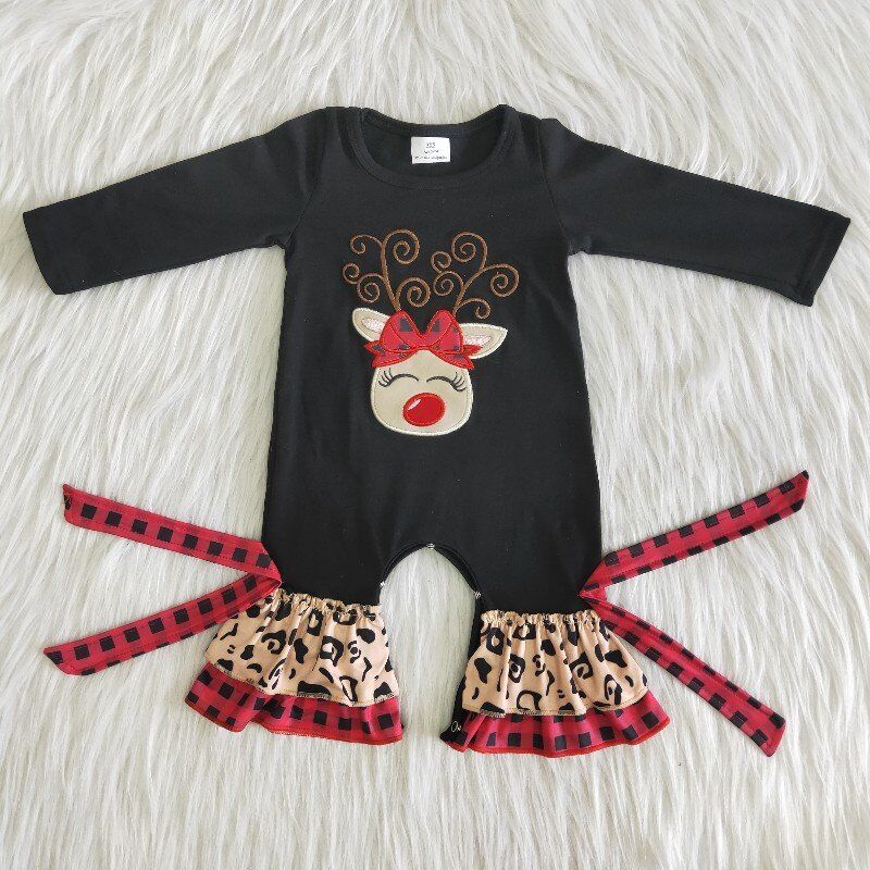 Christmas elk girls romper
