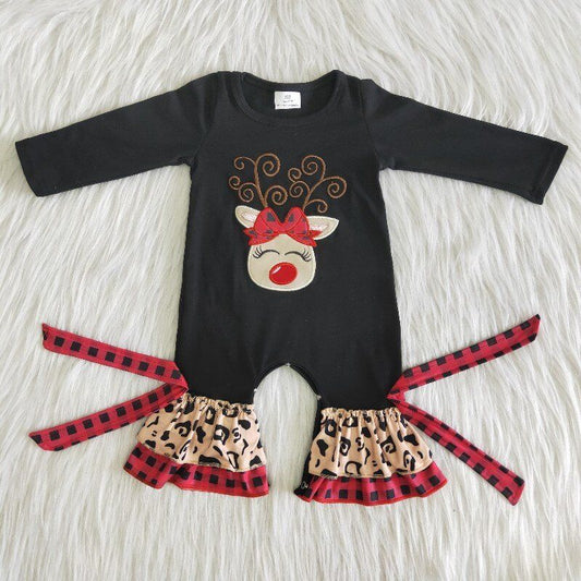 Christmas elk girls romper