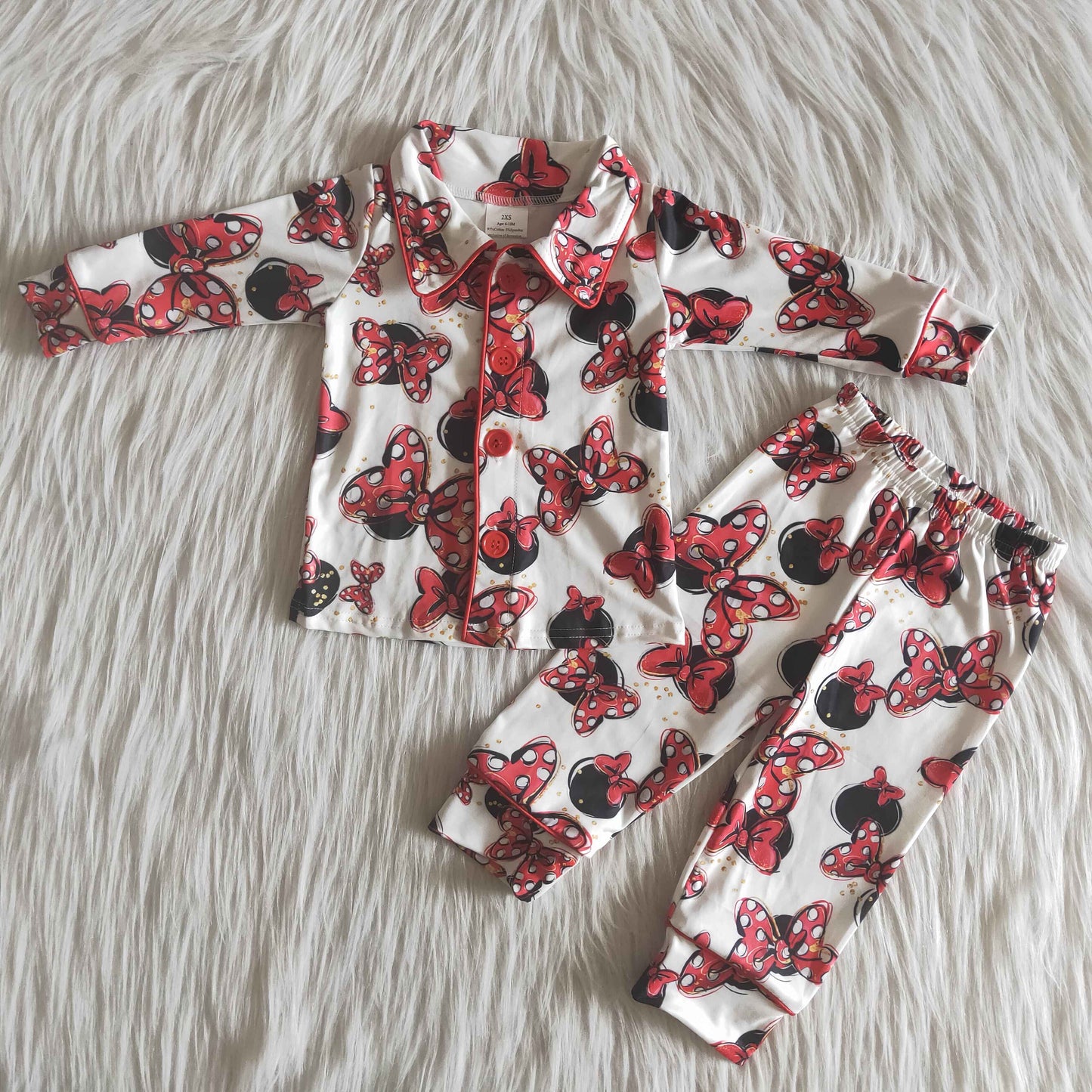 Balck Red Cartoon Girls Pajamas