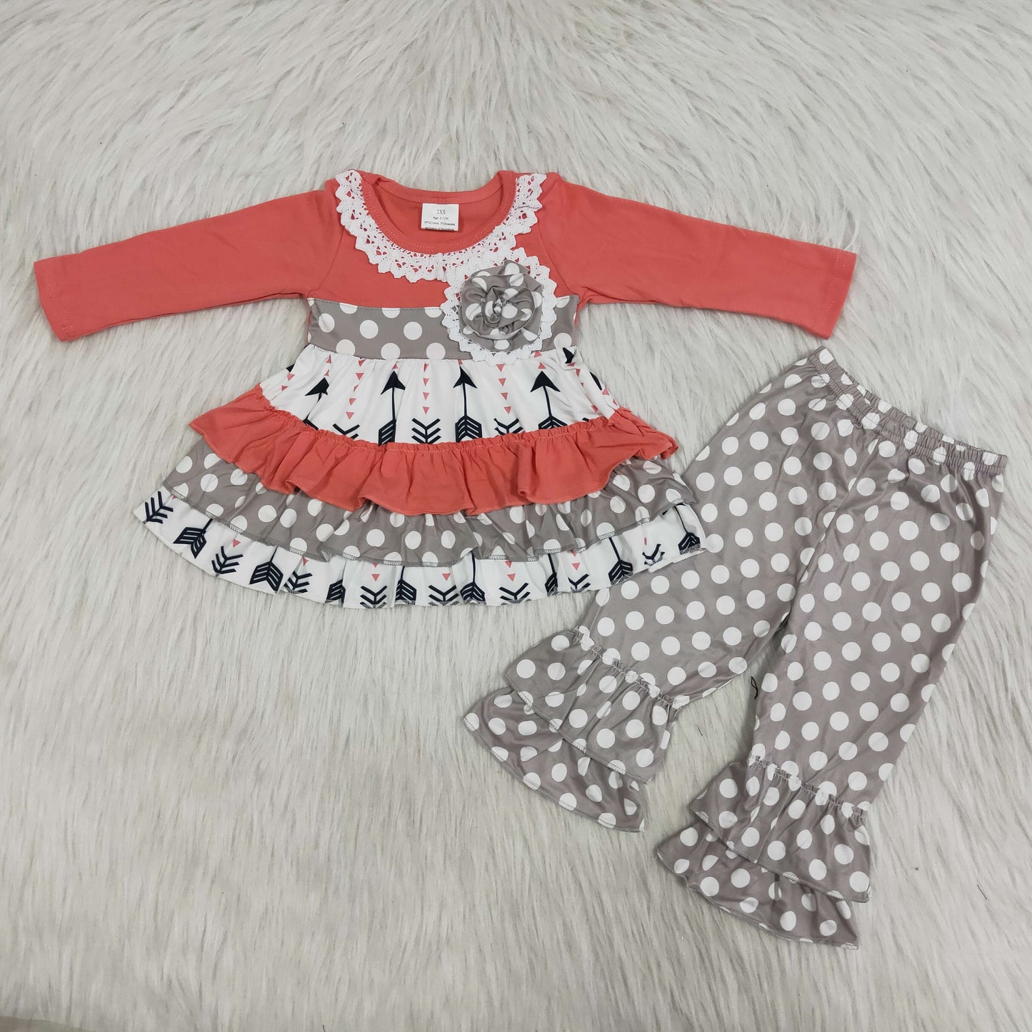 Valentine's Day Love pink Ruffle Outfit