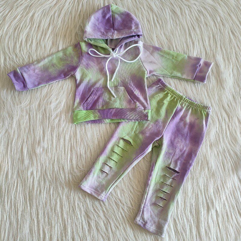 Toddler hooded Purple tie dye children's clothing