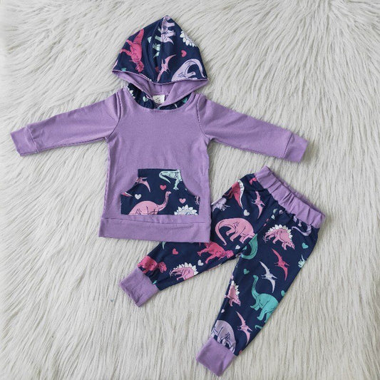 Purple Dinosaur Girl Jogger Outfit