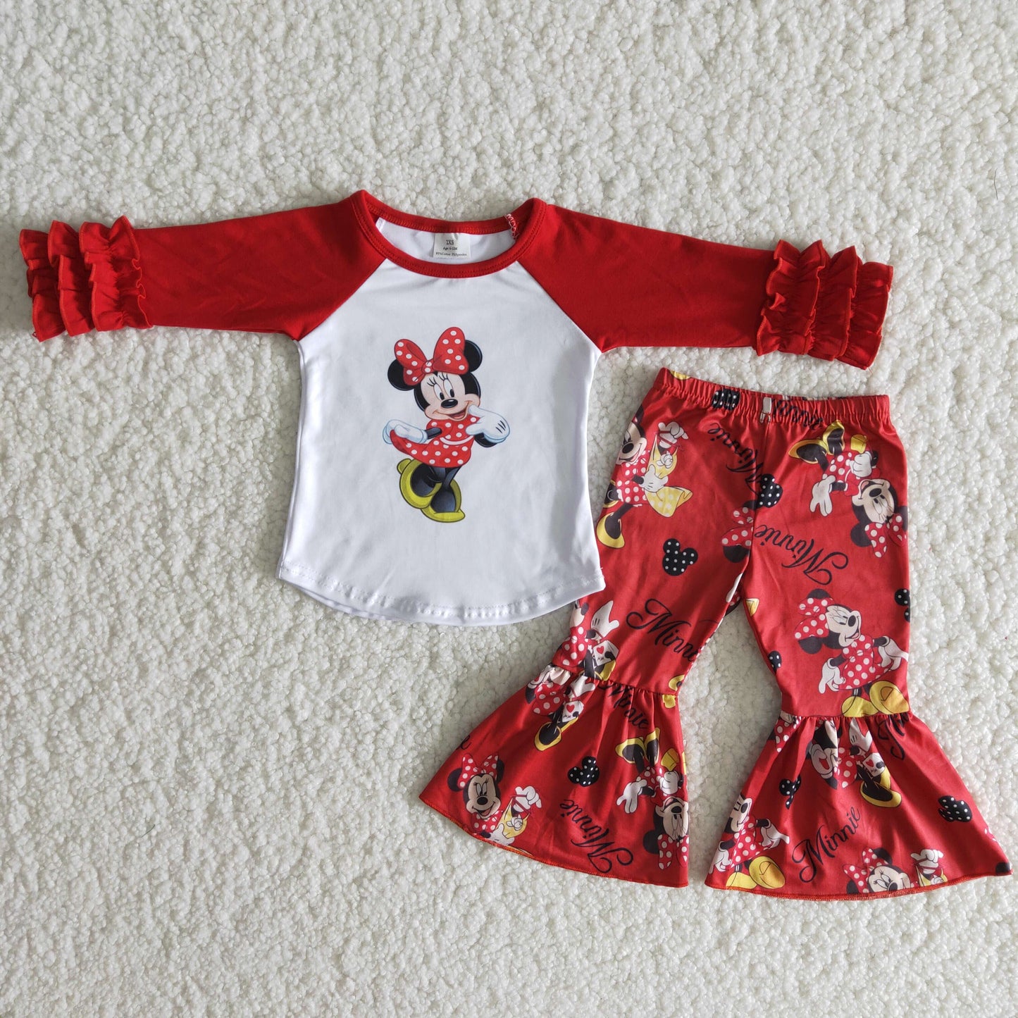 Fall Outfits Red Cartoon Girl Set