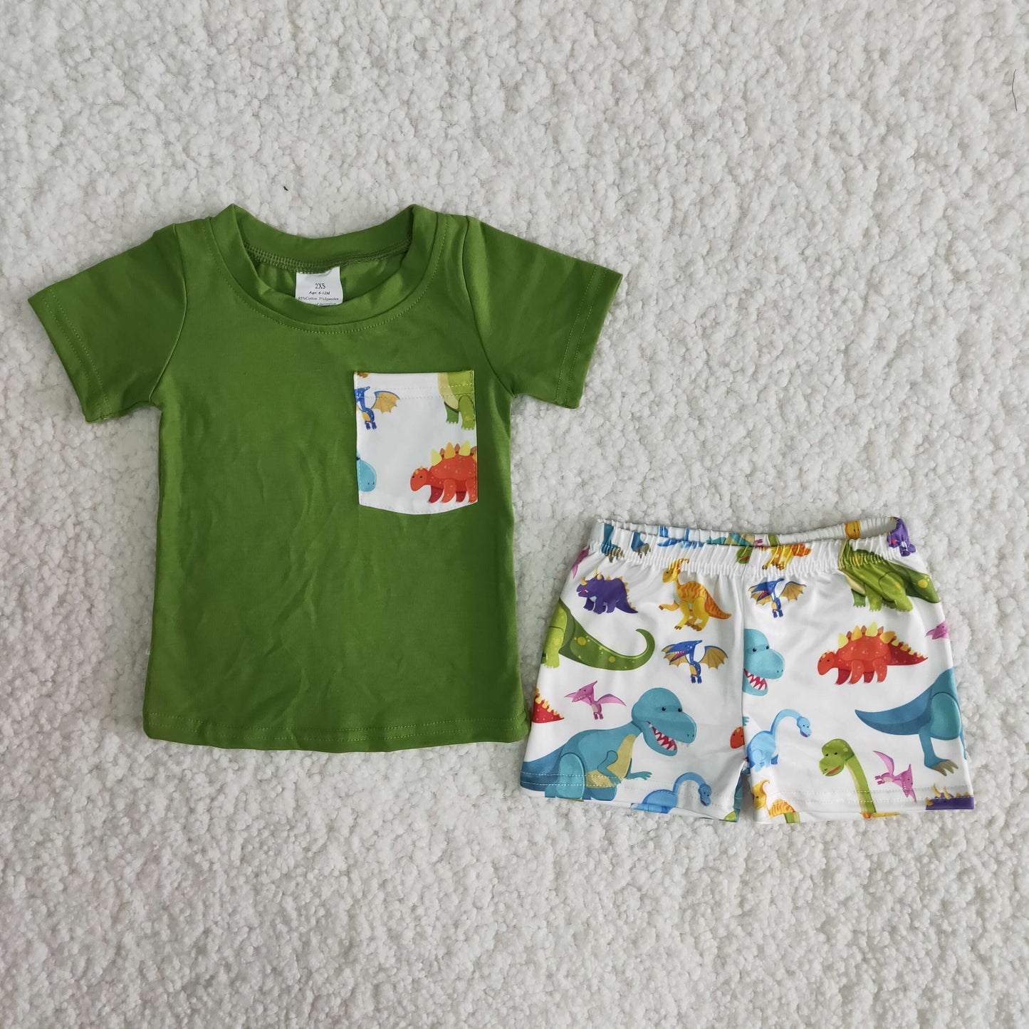 Boy set summer Green dinosaur short sleeve