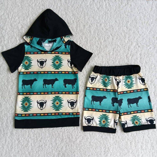 Boy set horse blue short sleeve