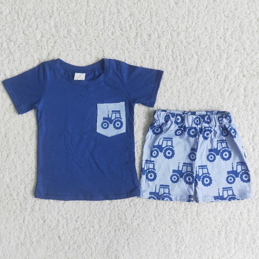 Boy set summer shorts short sleeve blue suit