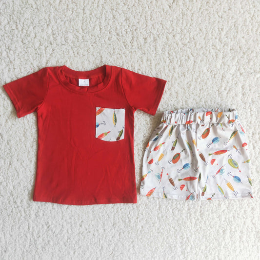 Boy set summer red short sleeve