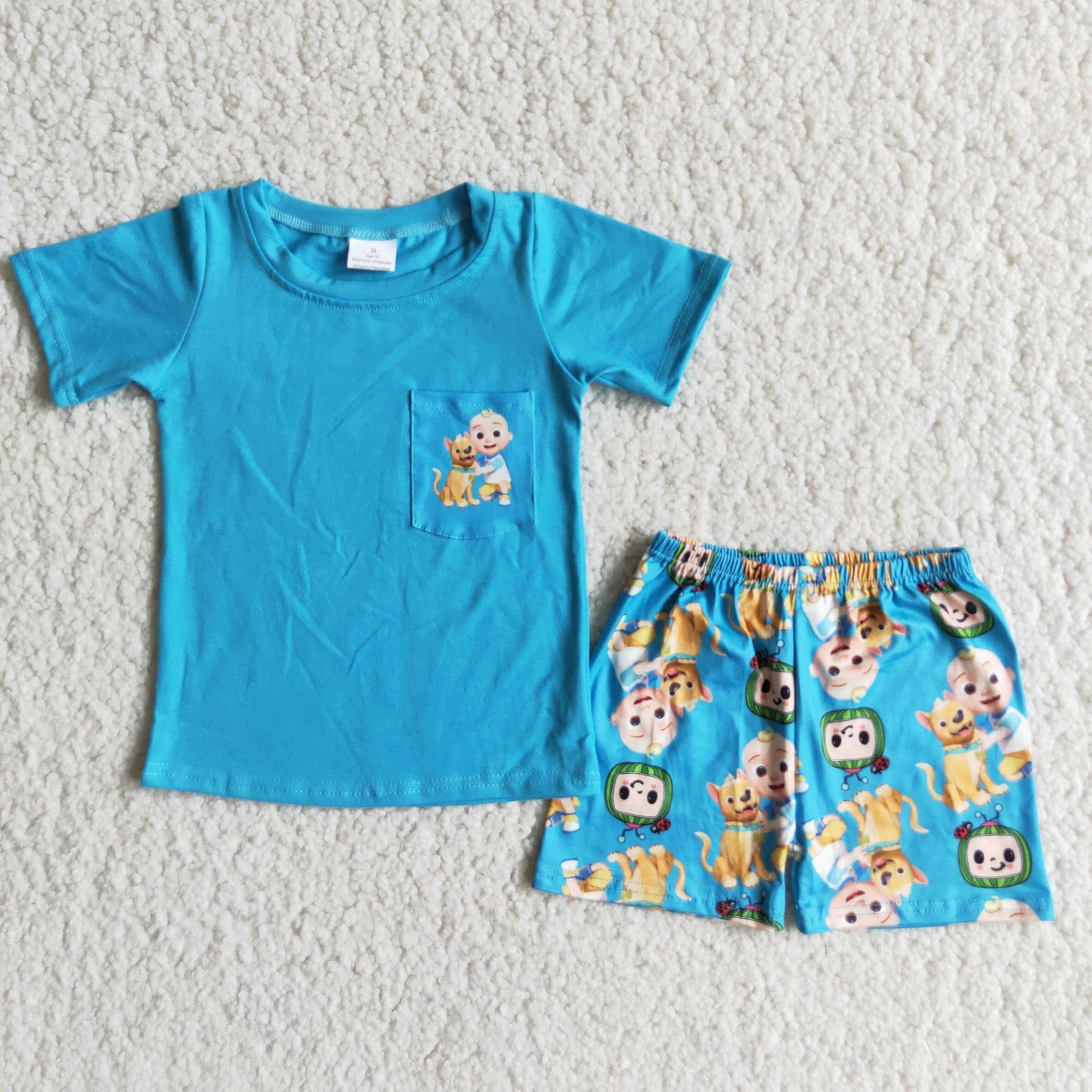 Boy set summer Cartoon blue short sleeve