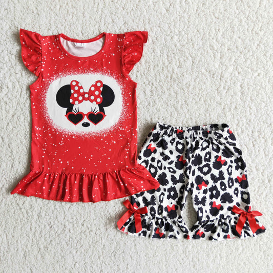 Red Cartoon Leopard Summer Set