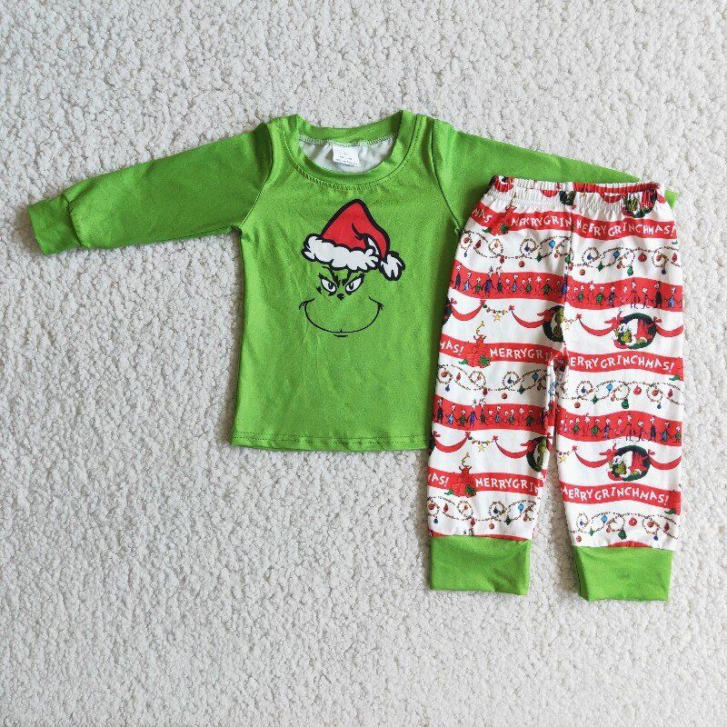 Christmas green boy pajamas