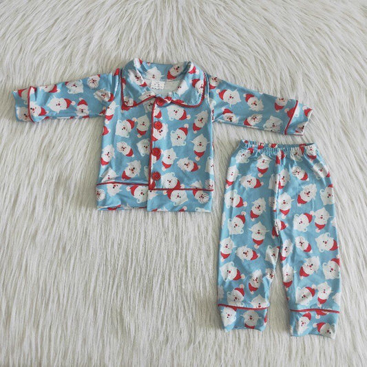 Christmas Blue santa boy pajamas